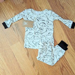 Angel Dear White and Black Dinosaur Long Sleeve Pants Pajama Lounge Set 6-12 mo